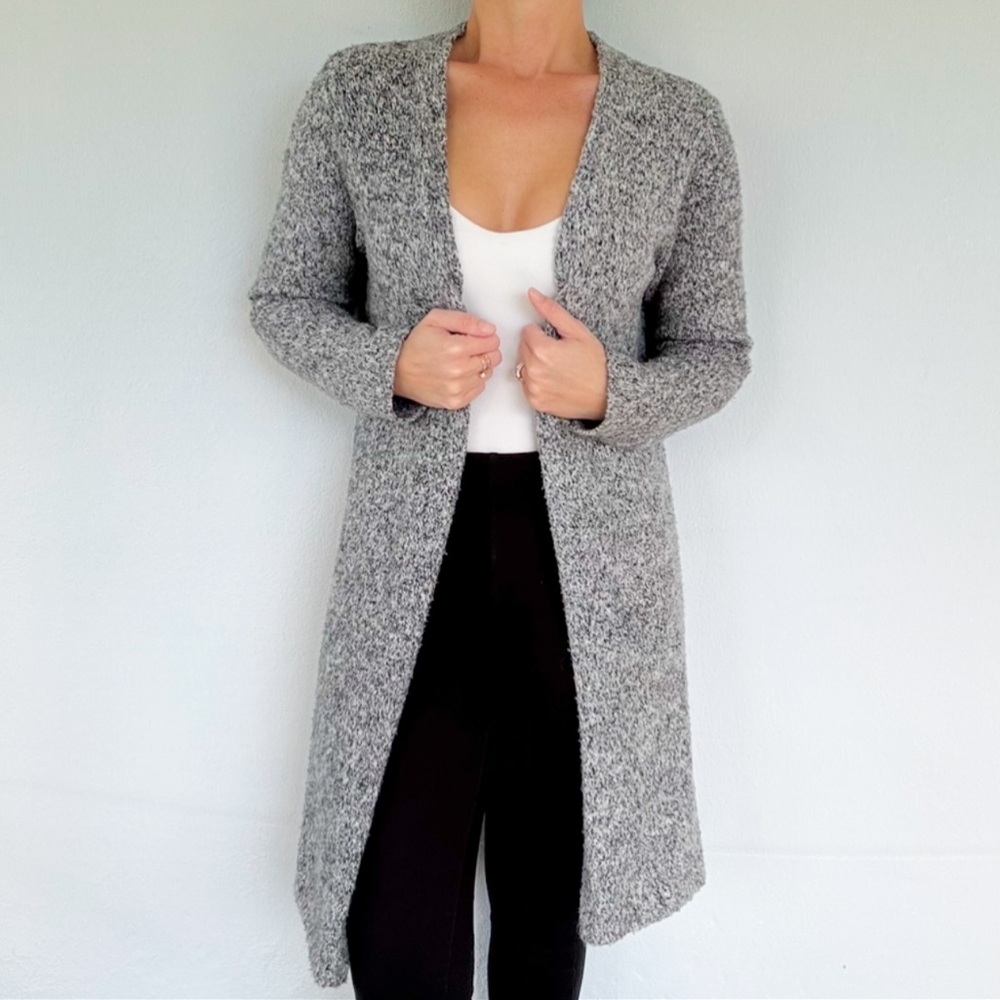 J. Crew gray wool blend long open drape front cardigan sweater size XS